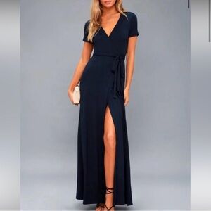Lulu’s Elegant Navy Wrap Dress